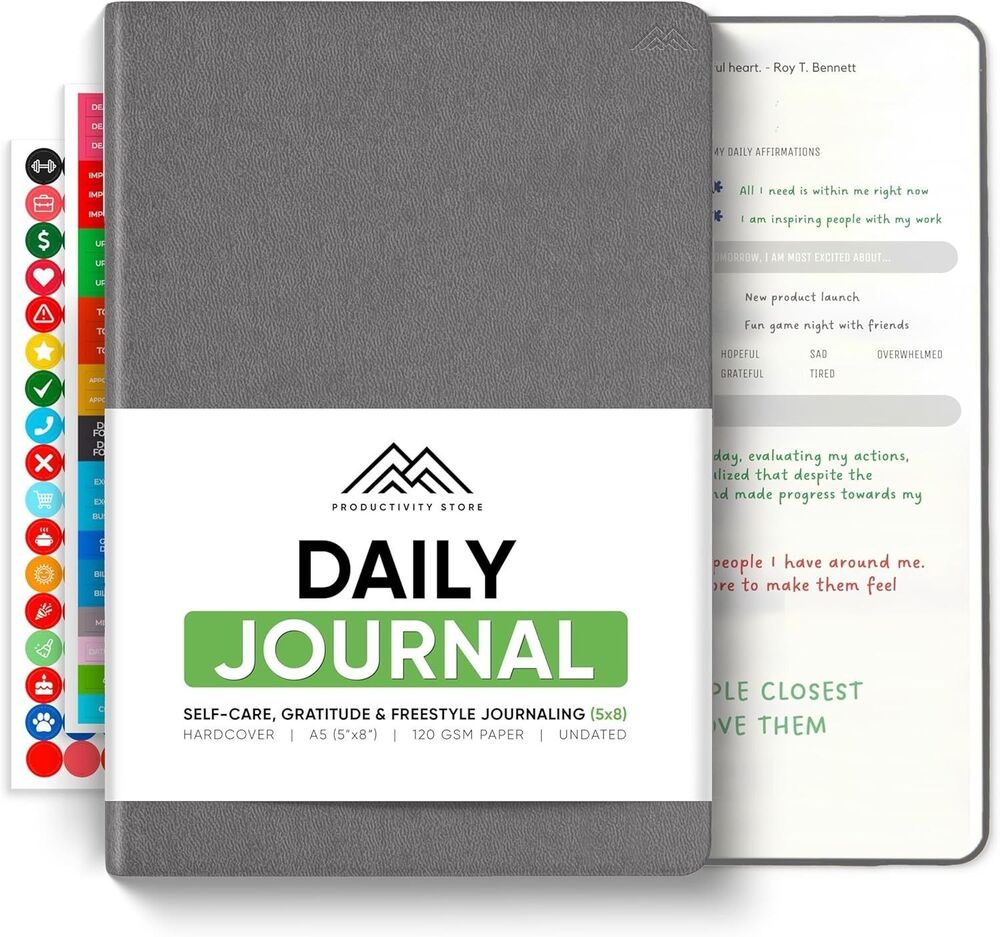 Journal For Men & Women - Gratitude & Self Care Journal With Prompts BLUE